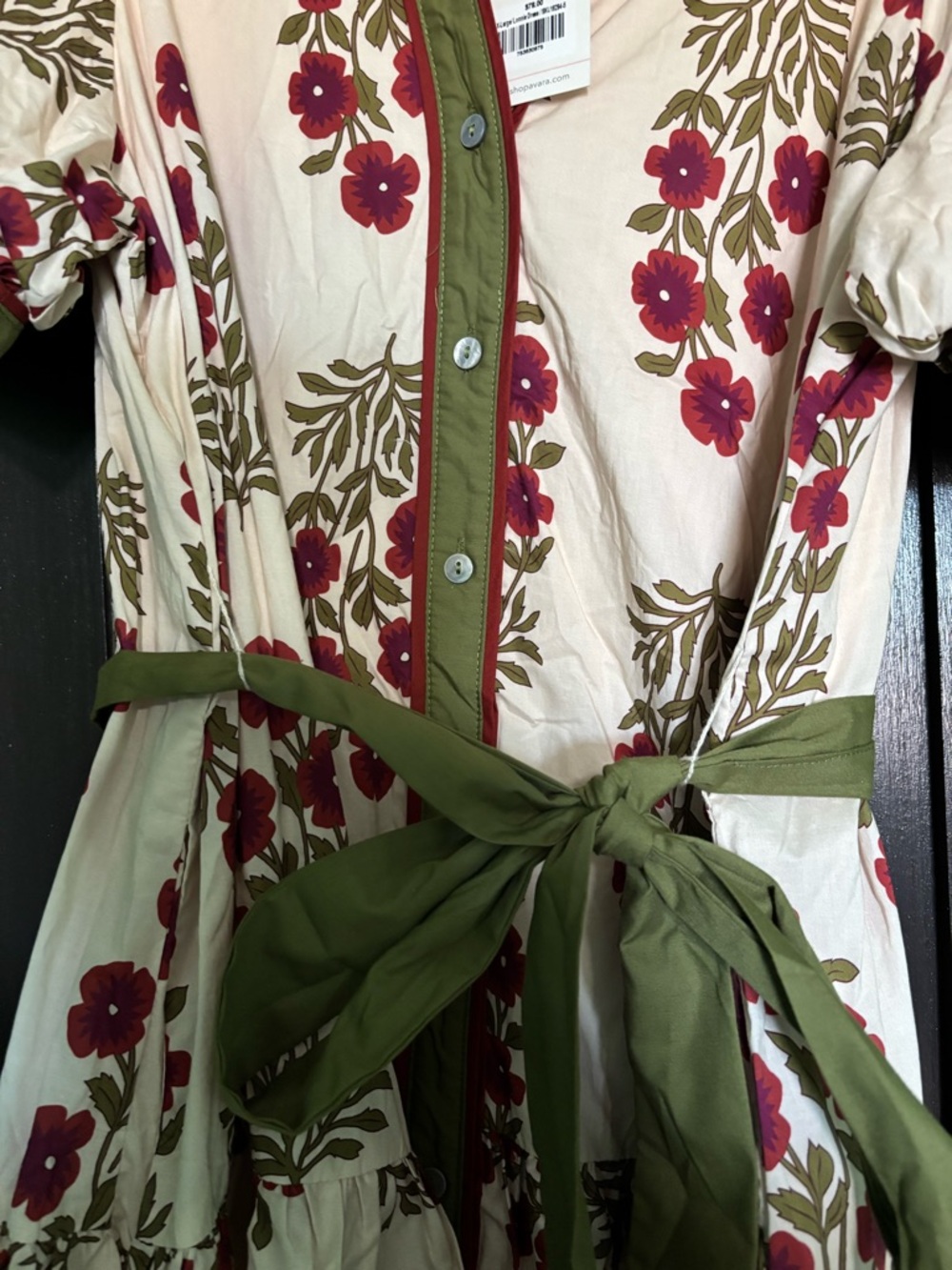entro Olive Green and Red Trim dress - Picture 4 of 4